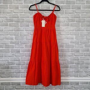 Sim And Sam Dress Sz S Orange Adjustable Straps Stretch Smocked Lined  NWT